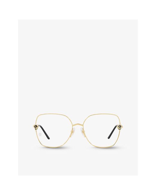 Cartier White Ct0417o Rectangle-frame Metal Optical Glasses