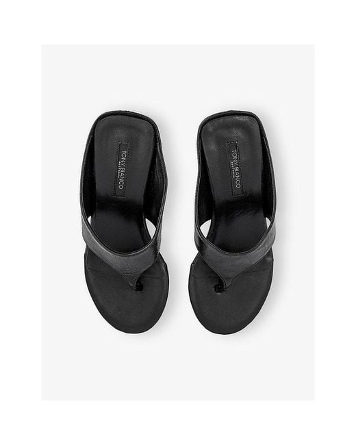 Tony Bianco Black Swift Heeled Leather Wedges
