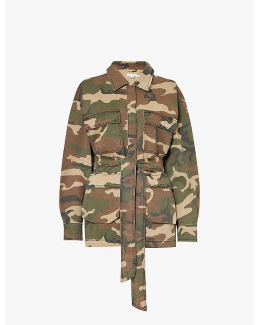 GOOD AMERICAN Multicolor Camouflage-print Stretch-denim-blend Jacket