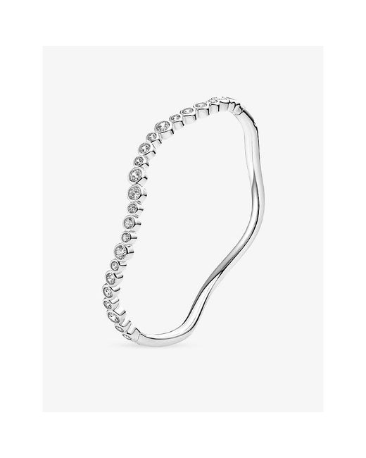 Sif Jakobs Blue Sardinien Wave Rhodium-Plated Sterling And Cubic Zirconia Bangle