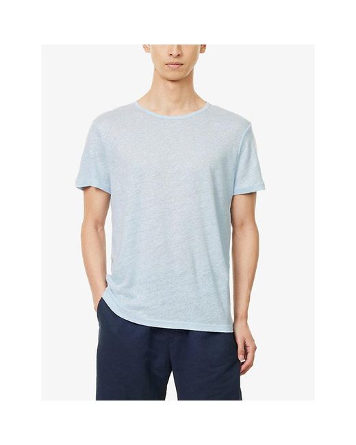 Derek Rose Blue Jordan Short-sleeved Linen T-shirt X for men
