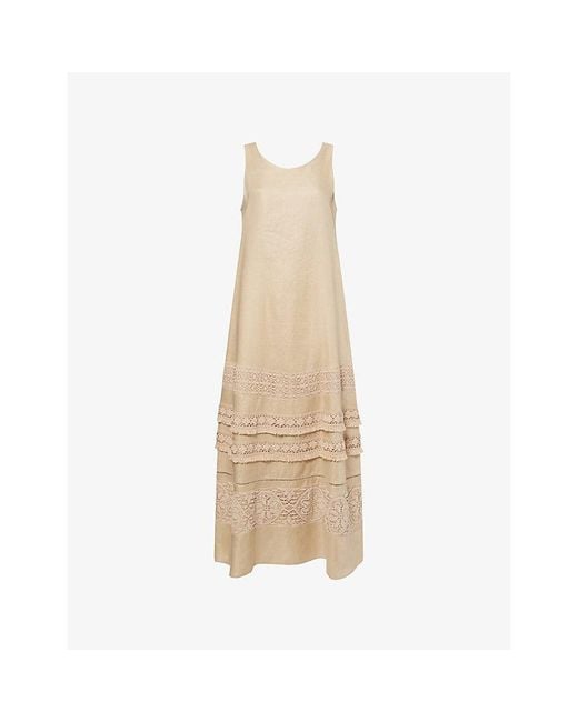 Weekend by Maxmara Natural Dolmen Sleeveless Linen Midi Dress