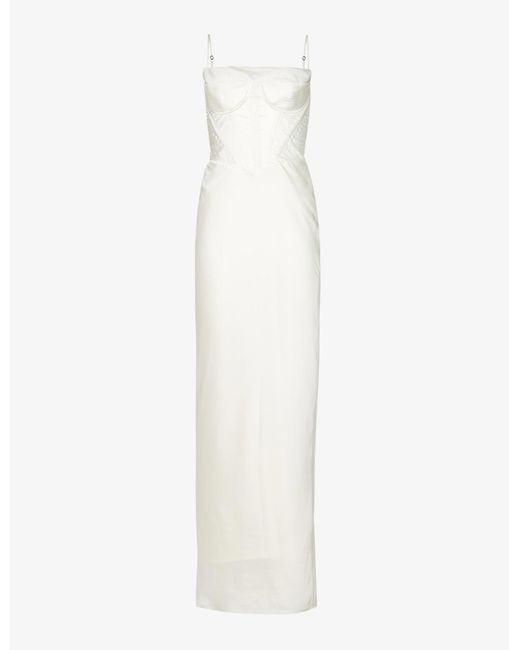 House Of Cb Charmaine Corset Satin Maxi Dress in White | Lyst