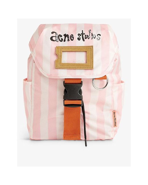 Acne Pink D-ring Check-pattern Shell Backpack