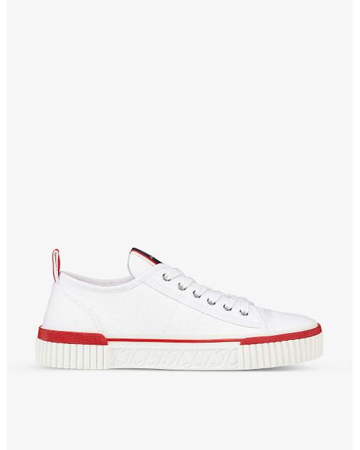 Christian Louboutin White Pedro Junior Cotton-canvas Low-top Trainers for men