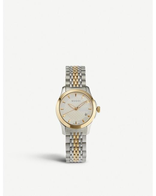 Gucci Metallic Ya126511 G-timeless Collection Stainless Steel And Yellow-gold Pvd Watch
