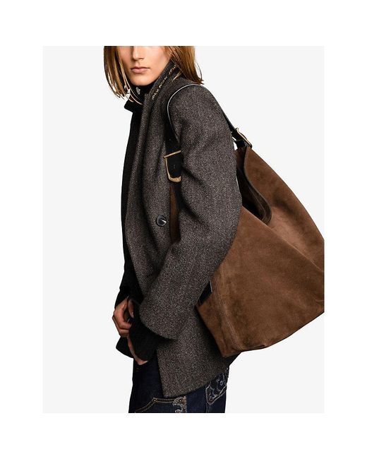 Zadig & Voltaire Black Jane Hobo Xl Suede Shoulder Bag