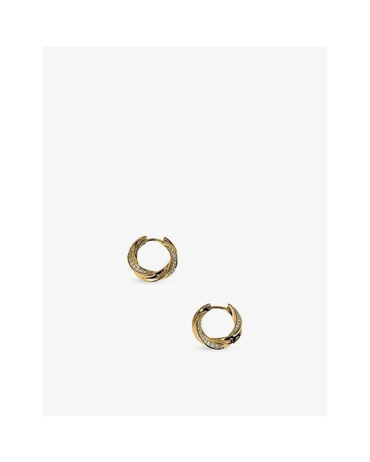 Astrid & Miyu Metallic Cosmic Twist Medium 14Ct- Plated Brass And Cubic Zirconia Hoops