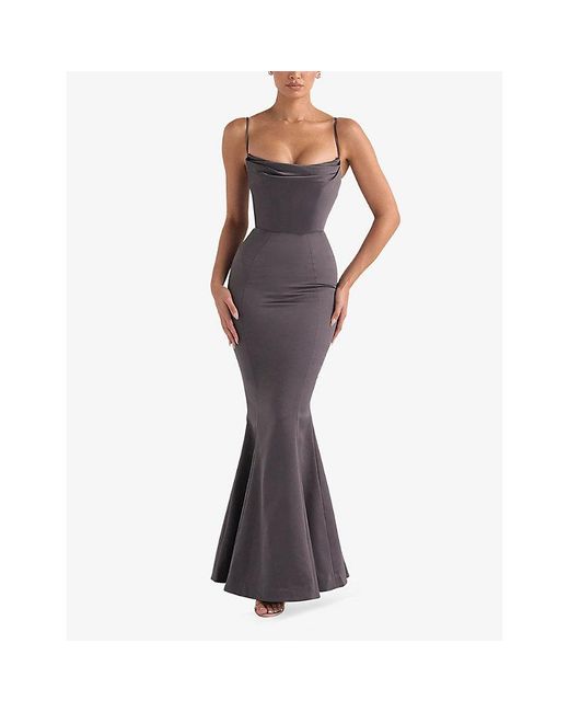 House Of Cb Multicolor Violette Fishtail-Hem Woven Maxi Dress
