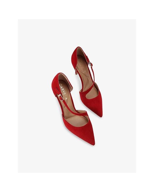 Carvela Kurt Geiger Red Lorita Suede Heeled Courts