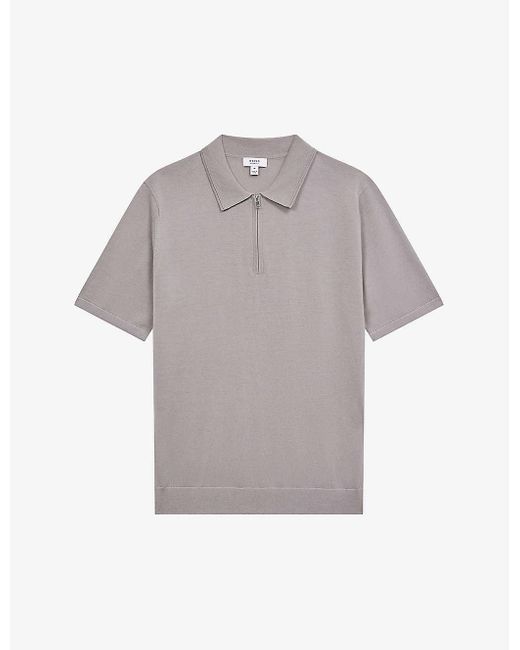 Reiss Maxwell Zip-fastened Wool Polo Shirt in Grey for Men | Lyst UK
