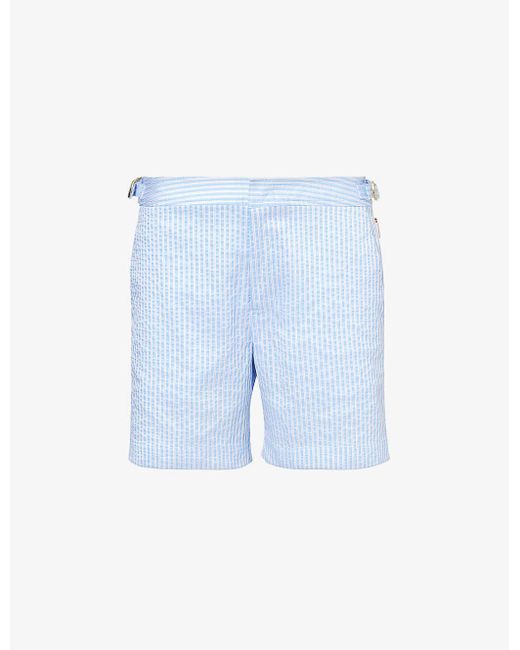 Orlebar Brown Blue Bulldog Stripe-print Stretch-woven Shorts for men