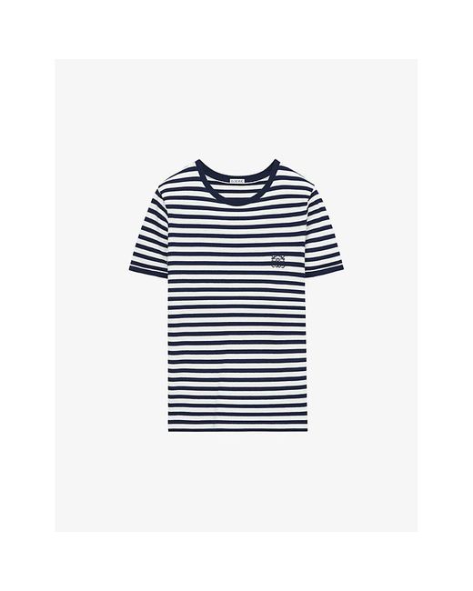 Loewe Blue Anagram-embroidered Striped Stretch-woven T-shirt