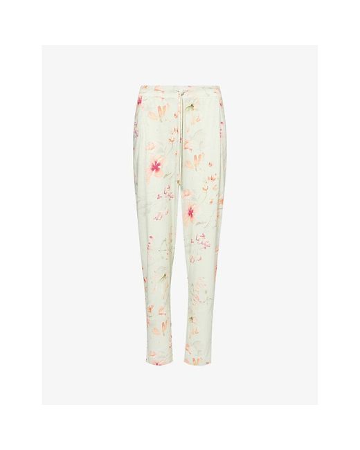 Hanro White Printed Relaxed-fit Cotton-blend Trouser