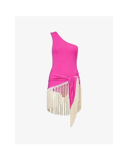 ‎Taller Marmo Pink Yacare Asymmetric Swimsuit