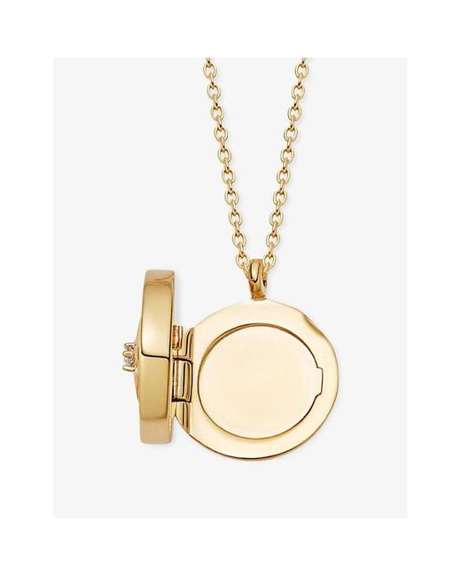 Astley Clarke White Polaris 18Ct, Mother-Of-Pearl And Sapphire Locket Necklace
