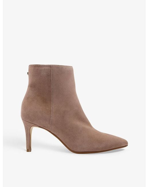 Dune Obsessive Kittenheel Pointedtoe Suede Ankle Boots in TaupeSuede (Brown) Lyst