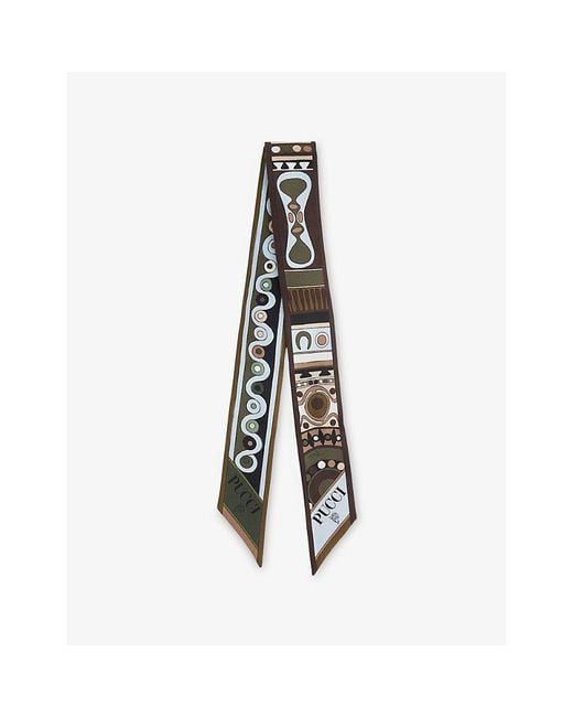 Emilio Pucci Multicolor Branded Abstract-Print Silk Scarf 120Cm