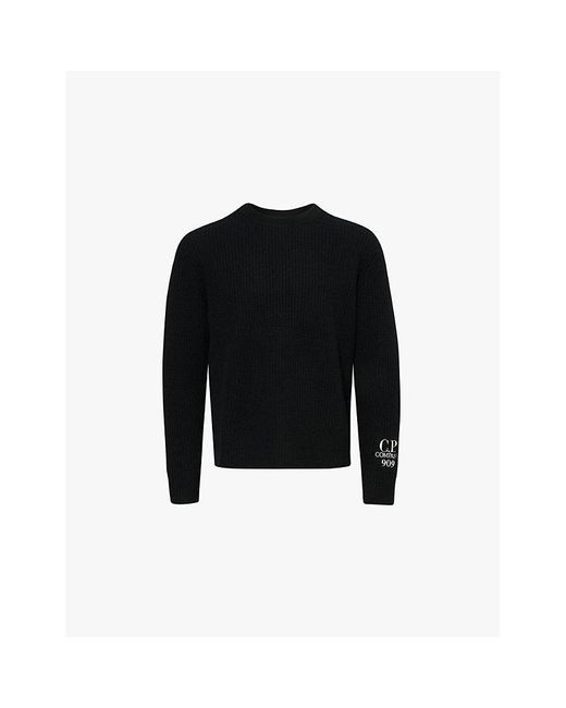 C P Company Black Excl 909 Logo-Embroidered Knitted Jumper for men