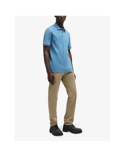 Boss Natural Casual Slim-Fit Straight-Leg Stretch-Cotton Trousers for men