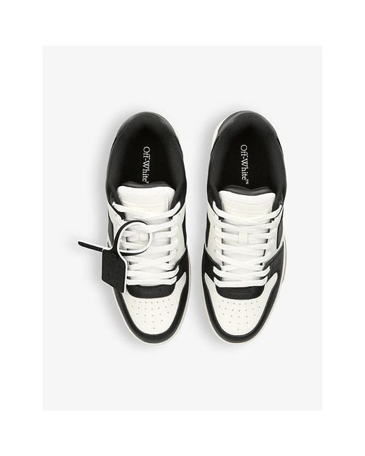 Off-White c/o Virgil Abloh Black Out Of Office Logo-Embroidered Leather Low-Top Trainers for men