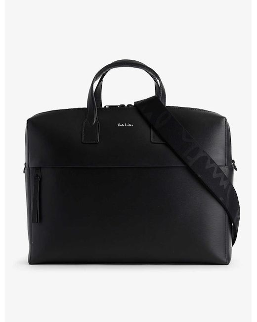 Paul Smith Black Foil-logo Leather Top-handle Bag