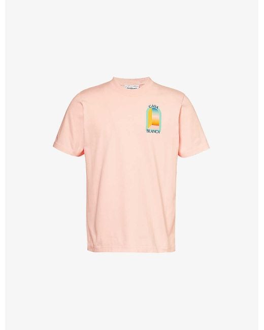 Casablancabrand Pink Printed Organic Cotton-jersey T-shirt for men
