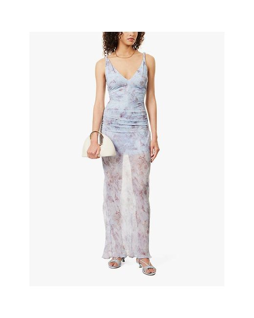 Bec & Bridge Multicolor Danica Flower-Print Slim-Fit Stretch-Woven Maxi Dress