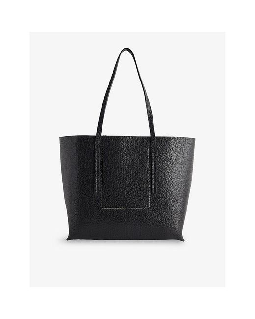 Rick Owens Black Contrast-Stitch Leather Shopper Bag