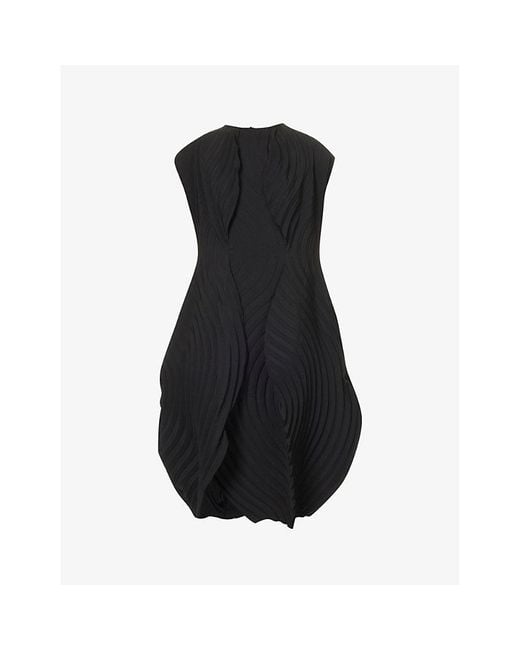 Issey Miyake Black Resonant Pleated Regular-fit Woven Midi Dress
