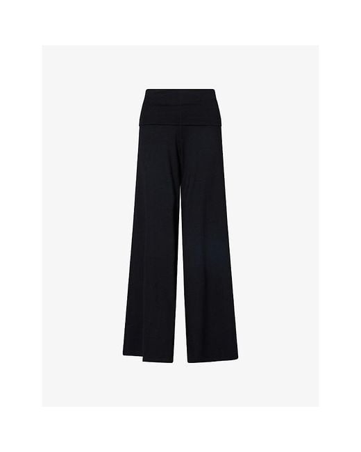 ME+EM Black Palazzo Wide-Leg Stretch-Woven Trousers