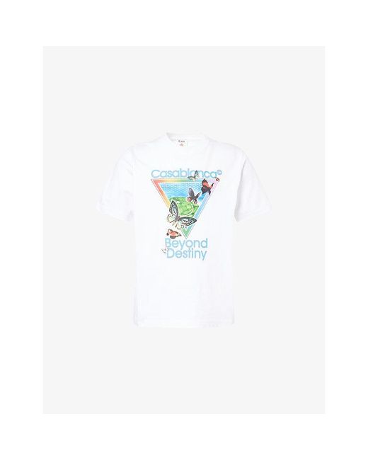 Casablanca Blue Beyond Destiny Printed Cotton T-Shirt for men