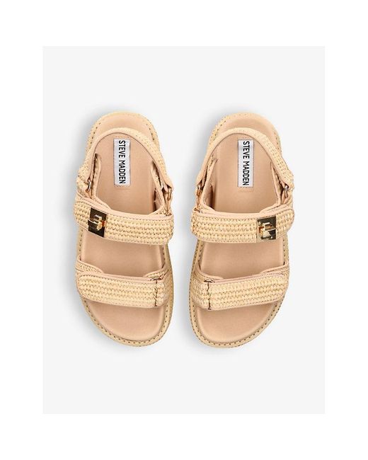 Steve Madden Natural Millo Double-Strap Flat Raffia Sandals