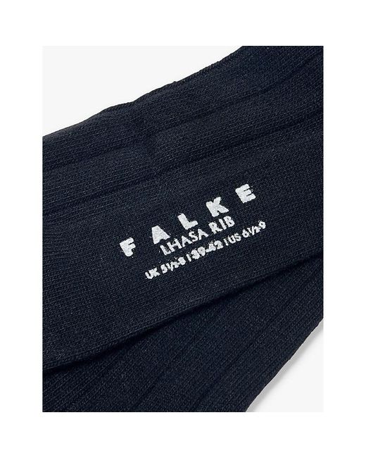 Falke Blue Lhasa Ribbed Woven-Blend Socks for men