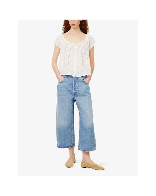Citizens of Humanity Blue Vintage Culotte Wide-Leg Denim Jeans