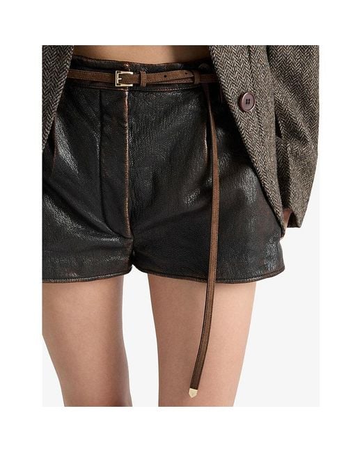 Prada Brown Brand-Engraved Suede Belt