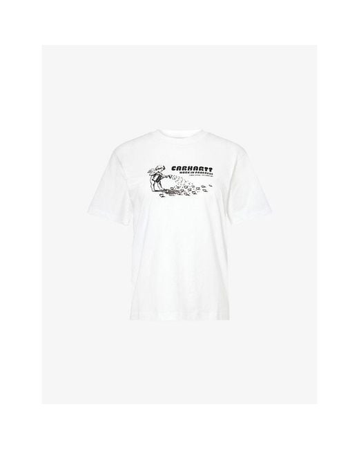 Carhartt White Bumper Sticker Short-Sleeve Cotton T-Shirt