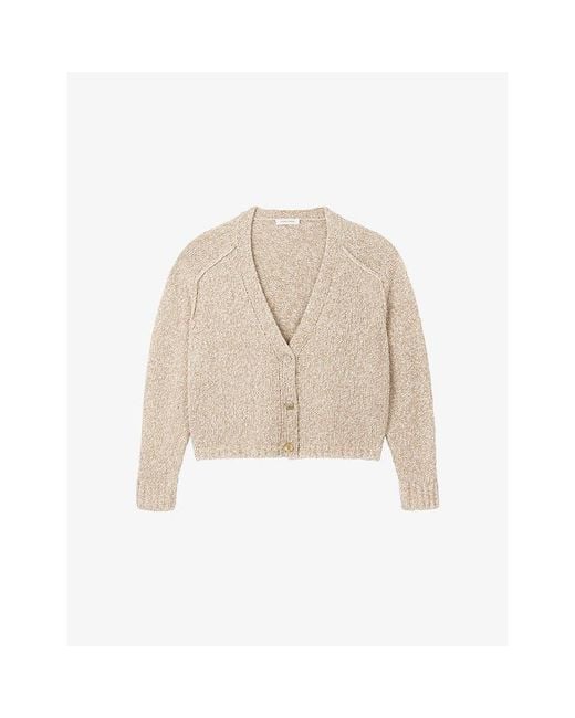 The White Company Natural Mouline Boxy Cotton Rich Cardigan