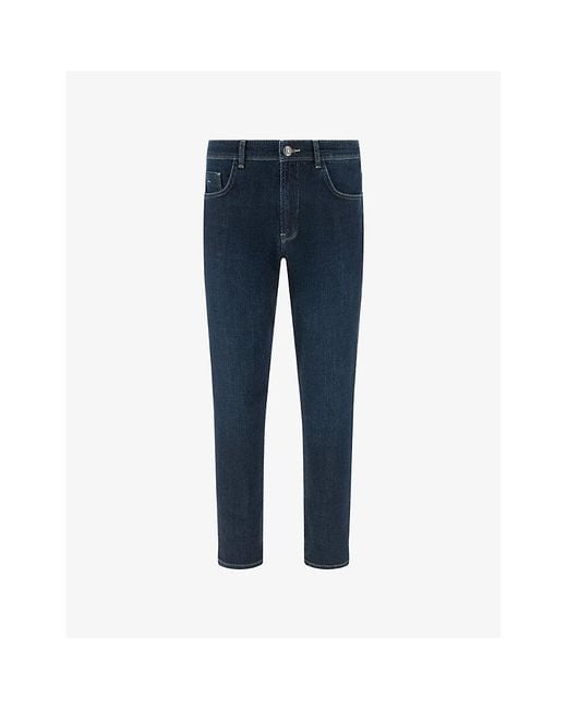 Boggi Blue Straight Regular-Fit Stretch-Denim Jeans for men