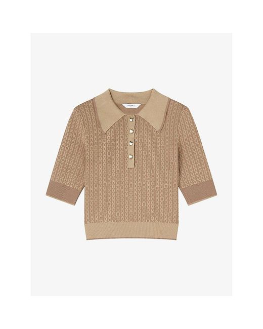 L.K.Bennett Natural Rosey Textured-weave Knitted Polo Shirt