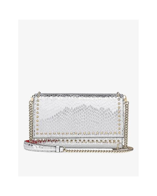 Christian Louboutin Gray Paloma Snake-embossed Leather Clutch Bag