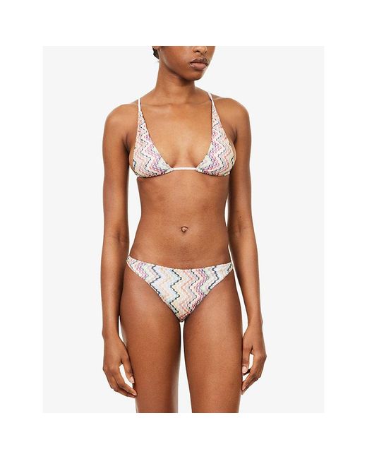 Missoni White Chevon-Pattern Triangle Bikini Set