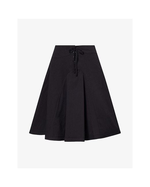Peachy Den Blue Missy Flared Cotton Midi Skirt