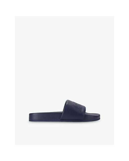 Kurt Geiger Blue Stacked Faux-Leather Slides for men