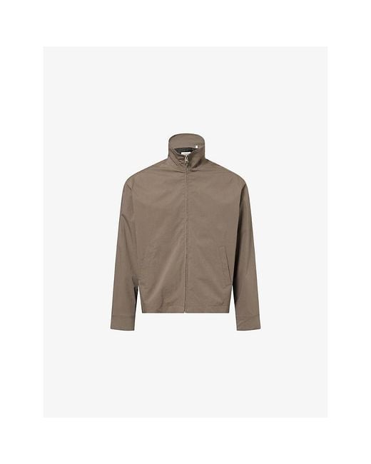 FRAME Brown Funnel-Neck Nylon Jacket for men