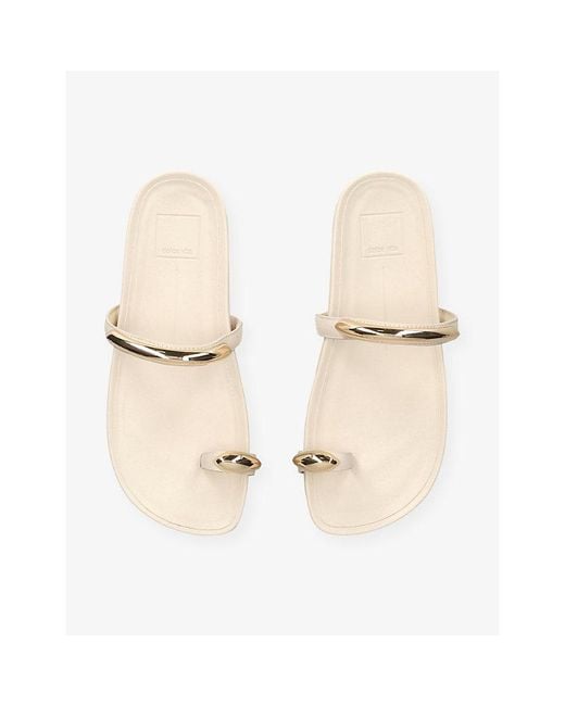 Dolce Vita White Sayah 102 Leather Flat Sandals