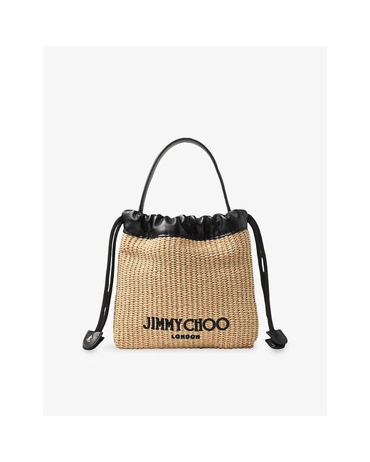 Jimmy Choo Multicolor Drawstring Soft Raffia Pouch