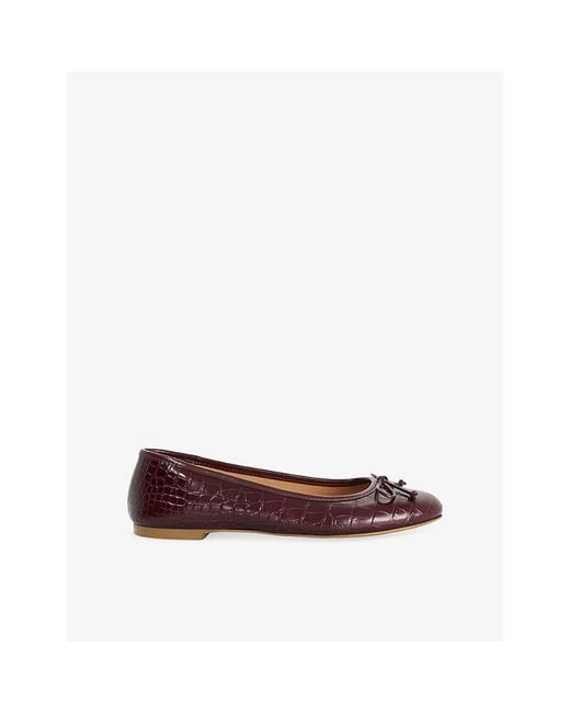 Dune Red Helenne Leather Ballet Flats