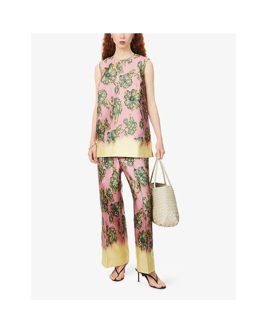 ALÉMAIS Multicolor Faye Floral Satin Tunic Top