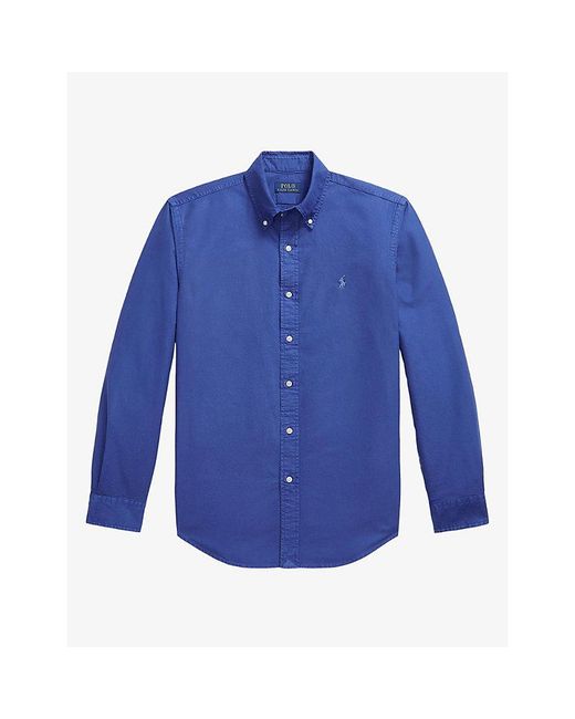 Polo Ralph Lauren Blue Garment-Dyed Cotton Oxford Shirt for men